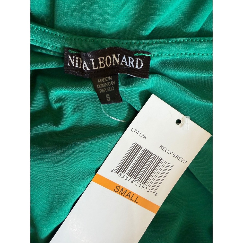Nina Leonard Kelly Green Wrap Tie Waist Wide Leg Jumpsuit Small Resort - Picture 7 of 9